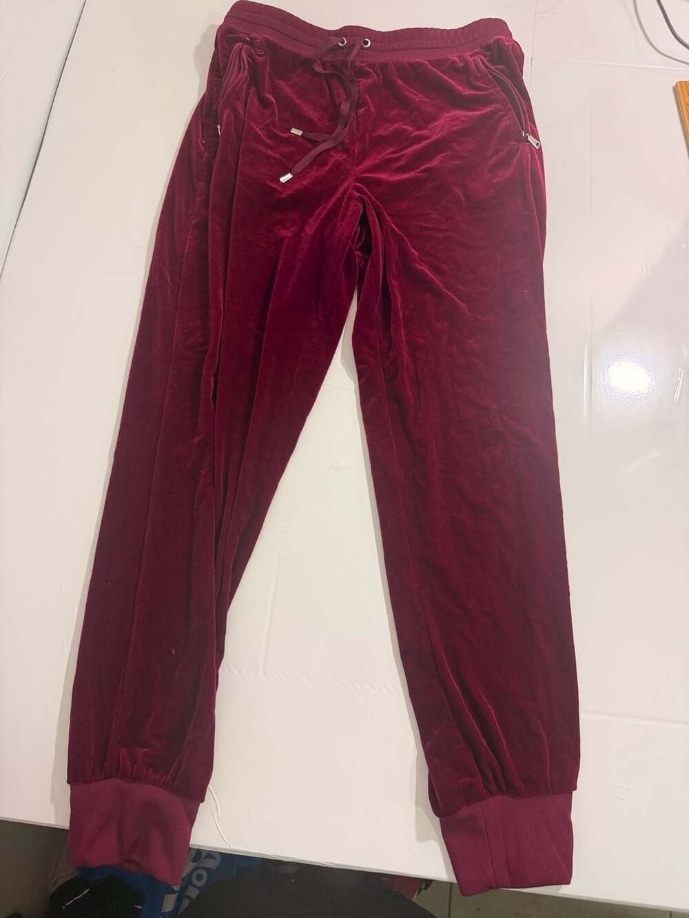 Lauren Ralph Lauren Velvet Jogger Pants, Size M, Burgundy